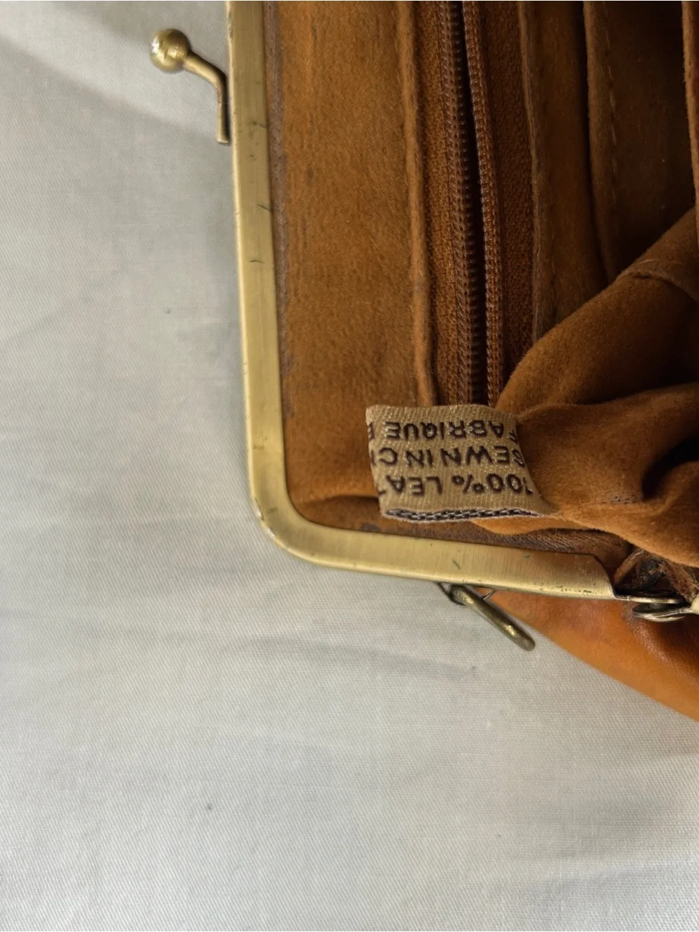 Patricia Nash 100% full-grain tan Italian leather small clutch